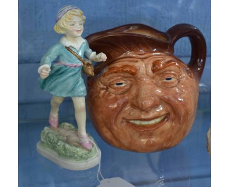 Royal Doulton Toby Jug, John Barleycorn, and a Royal Worcester figure of Thursday's Child (2)    