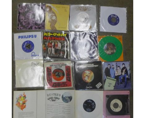 Fourteen 45rpm vinyl 7" singles including Marc Bolan, Cream, The Who, The Beatles, Rolling Stones, Pink Floyd, a limited edit