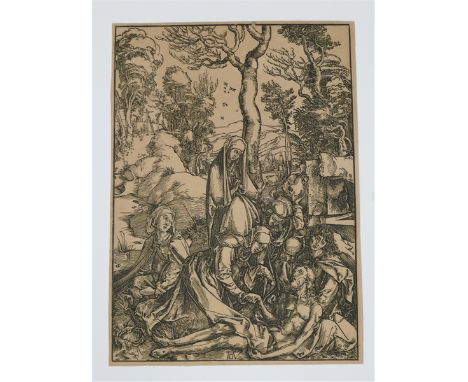 Probedruck, Albrecht Dürer, Ende 18. Jh., "Klage über den toten Christus", mittig unten monogrammiert, mit original Zertifika