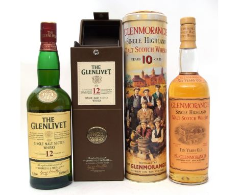 The Glenlivet 12yo Single Malt Scotch Whisky in a faux leather box "George &amp; J G Smith Ltd, Distillers", 70cl, Glenmorang