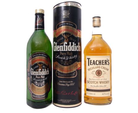 Glenfiddich Special Reserve Single Malt Scotch Whisky (1st distilled on Christmas Day 1887), 43% vol, 1ltr in carton and a fu