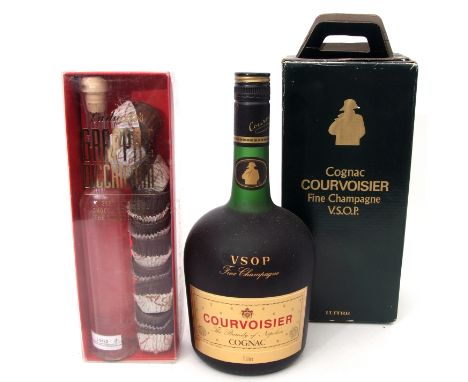 Courvoisier VSOP Cognac, 1ltr and further bottle of Grappa brandy, both boxed  