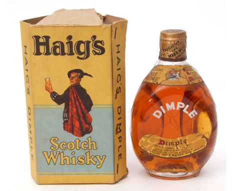 Dimple Haig Scotch Whisky, 70% proof, half bottle in a torn and worn cardboard carton  
