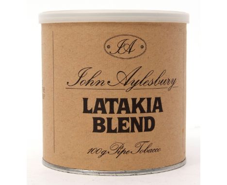 John Aylesbury Latakia blend pipe tobacco in circular tin  
