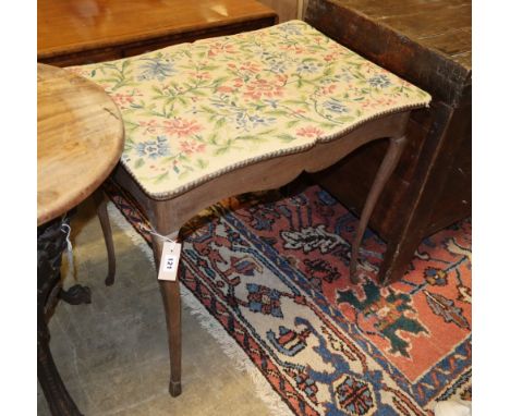 A tapestry topped table, French c.1840, W.73cm, D.52cm, H.70cm