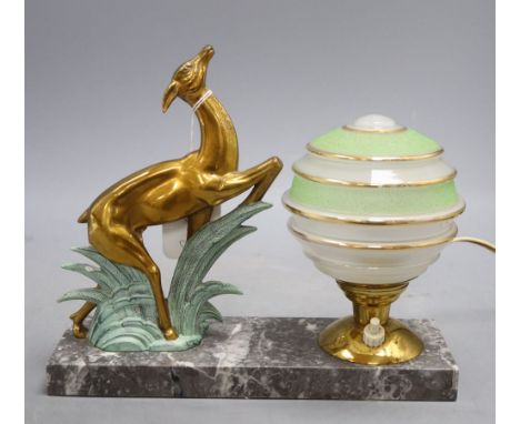 An Art Deco 'deer' lamp, signed Gallot, height 21cm