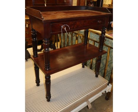 A Victorian mahogany two tier wash stand, stamped Wilkinson, Ludgate Hill, W.74cm, D.35cm, H.82cm