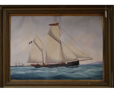 Neapolitan School, gouache, Ship portrait of Eurvin de Bologne Capt. Le Blouch, 52 x 75cm