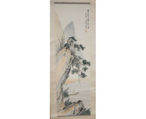 Four Chinese scroll paintings on silk