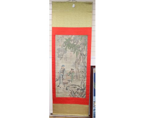 A Chinese scroll print, 127 x 62cm