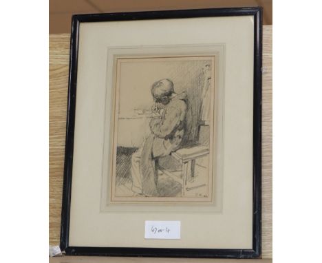 Charles Knight (1901-1990), pencil sketch, Boy in a dressing gown, signed and dated '22, 20 x 13cm.