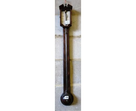 A mahogany stick barometer, H.98cm