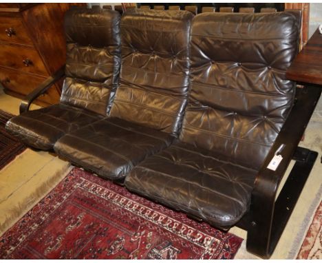 A Westnofa brown leather three seater sofa, W.190cm, D.75cm, H.83cm