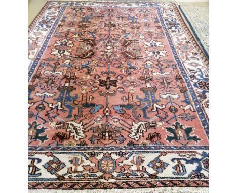 A Mahal carpet, approx. 320 x 260cmCONDITION: Heavily worn in the centre. Some fraying around the edges. Some minor stains. P