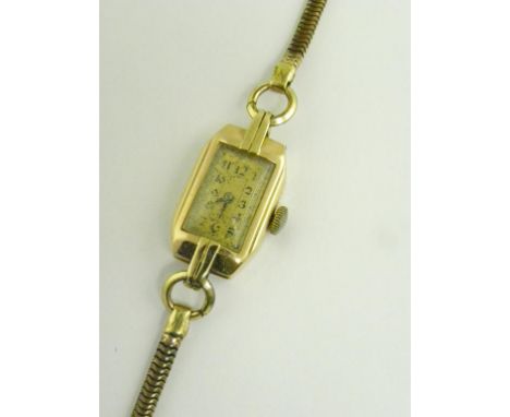 A ROTARY 9CT GOLD LADY'S WRISTWATCH, ON GOLD BRAZILIAN MESH BRACELET, IMPORT MARKED LONDON 1936