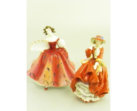 TWO ROYAL DOULTON FIGURES OF TOP O'THE HILL AND FIRST WALTZ FROM THE PRETTY LADIES SERIES