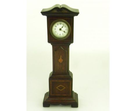 A LATE VICTORIAN INLAID MAHOGANY MINIATURE LONGCASE CLOCK WITH CONTEMPORARY GERMAN MOVEMENT