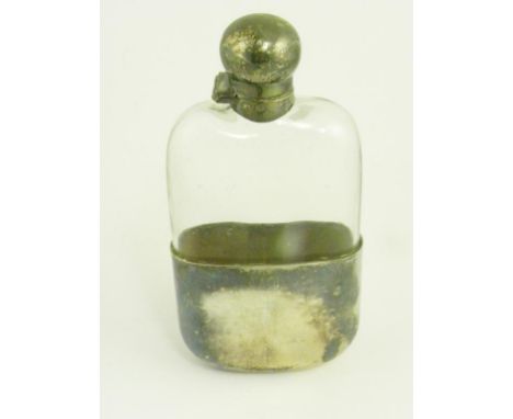 AN EPNS MOUNTED GLASS HIP FLASK