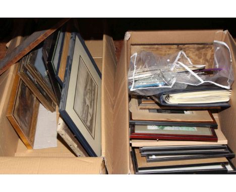 Two boxes of prints, first day covers, etc