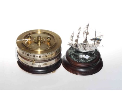 Table clock by Charles Frodsham, surmounted with silver galleon, The St. James's House Company, Serial No. 337/500