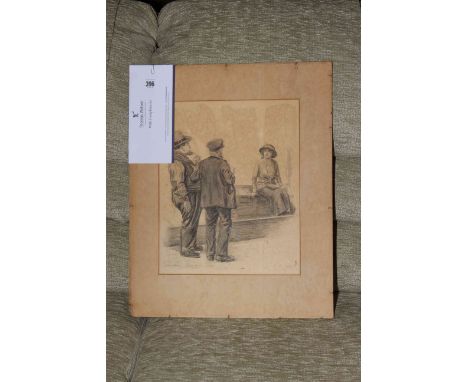 Stanley Davis, Keeping Watch, signed lower left, label verso, original sketch, unframed