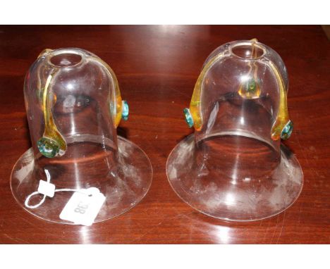 Pair glass light shades in Art Nouveau taste