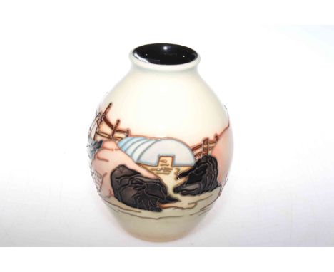 A Moorcroft 'Limousin Pigs' vase, number 34 of a limited edition of 50, first quality, 13cm