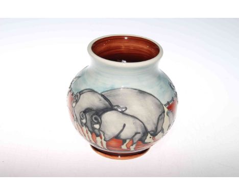 A Moorcroft 'Berkshire Pigs' vase, first quality, 15cm