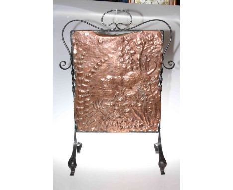 Arts & Crafts copper and wrought iron firescreen