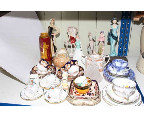 Shelley coffee cans and saucers, cabinet cups and saucers, figurines, etc