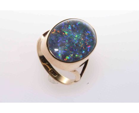 Opal ring, stamped 9ct, size N