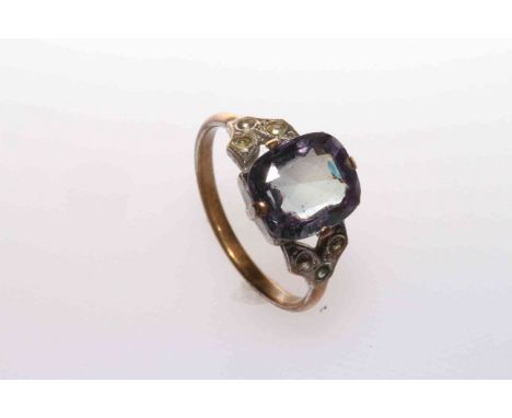 Ring set with a blue stone, size L½