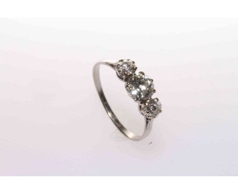 Platinum and three-stone diamond ring, size M½