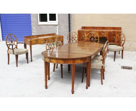 Fine &amp; impressive 1930 light figured mahogany dining room suite in the Georgian style by Matthew Pollock of Beith compris