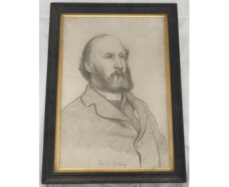 GEORGE HOWARD, 9TH EARL OF CARLISLE (1843-1911).. Rev. H. Bulkeley, portrait. Pencil. 23cm x 33cm.