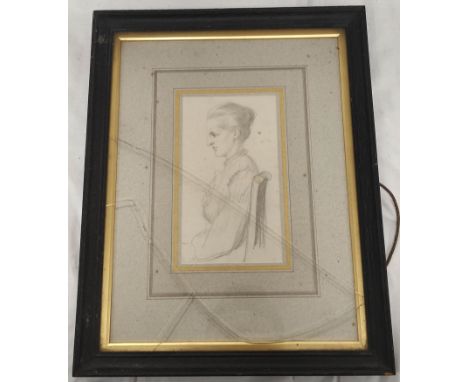 GEORGE HOWARD, 9TH EARL OF CARLISLE (1843-1911).&nbsp;Lady Aurea McLeod (nee Howard), portrait. Pencil. 17cm x 10cm.