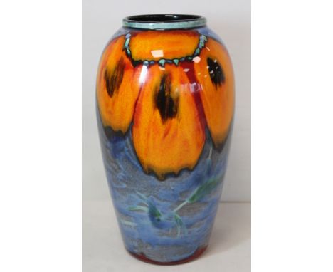 Large Poole Pottery "Wild Poppy" pattern ovoid vase designed by Anita Harris, introduced in 2002, 33.5cm high. 