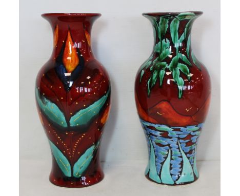 Two&nbsp;Anita Harris Studio Pottery vases of baluster form with polychrome glazes heightened with gilt, one with stylised fl