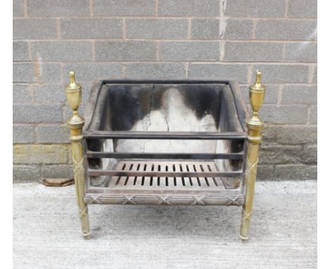 Good quality antique brass and steel fire basket/grate in the French Empire style. 57cm x 55cm x 33cm.&nbsp;Provenance Amhuin