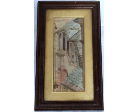 ENGLISH SCHOOL, 1870'S. Architectural study. Watercolour. 20cm x 7cm. 