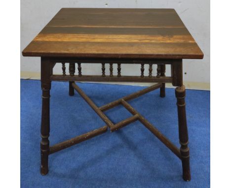 Early Arts & Crafts oak & mahogany occasional table attributed to Philip Webb, the square planked top, approx. 66cm x 66cm, a