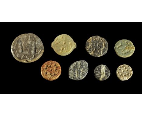 Sammlung mesopotamischer Stempelsiegel. Uruk, Djemdet Nasr Periode, ca. 3300 - 2900 v. Chr. Aus Calcit, schwarz-weiß geäderte
