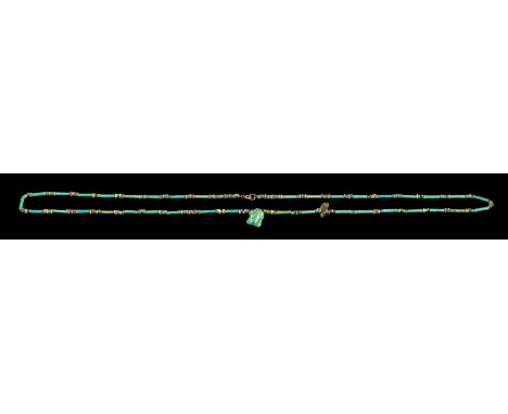 Fayencekette. Neues Reich, 1350 - 1070 v. Chr. L 80cm. Kette aus farbigen Fayence-Gliedern mit türkisfarbener Glasur in Röhre
