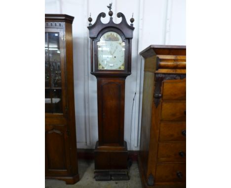 A 19th Century oak 8-day longcase clock, the painted arched dial signed H. Bunyon, Lincoln 