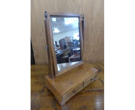 A George III style mahogany two drawer toilet mirror 
