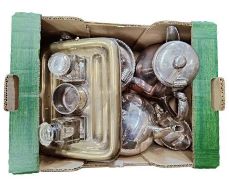 BOX OF EPNS AND INKWELL