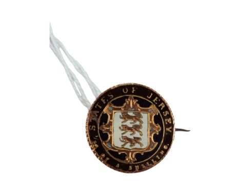 STATES OF JERSEY ENAMEL COIN BROOCH