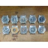 10 x Genuine British Army CWC quartz wrist watches which are suitable for spares or repairs