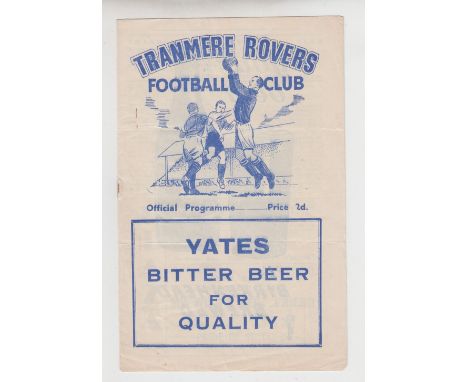 Football programmes, Tranmere Rovers v Tottenham Hotspur 10th January 1953 F.A. Cup 3rd round match at Prenton Park. (gd, one