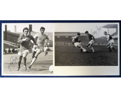 Football autographs, 2 b/w photos being later reproduced images from earlier negatives both bearing original signatures, 1 sh